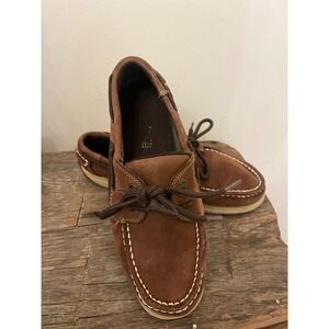 EUC Intrepid Boys SPERRY Dark Brown Leather Boat Shoes Size 3.5Y